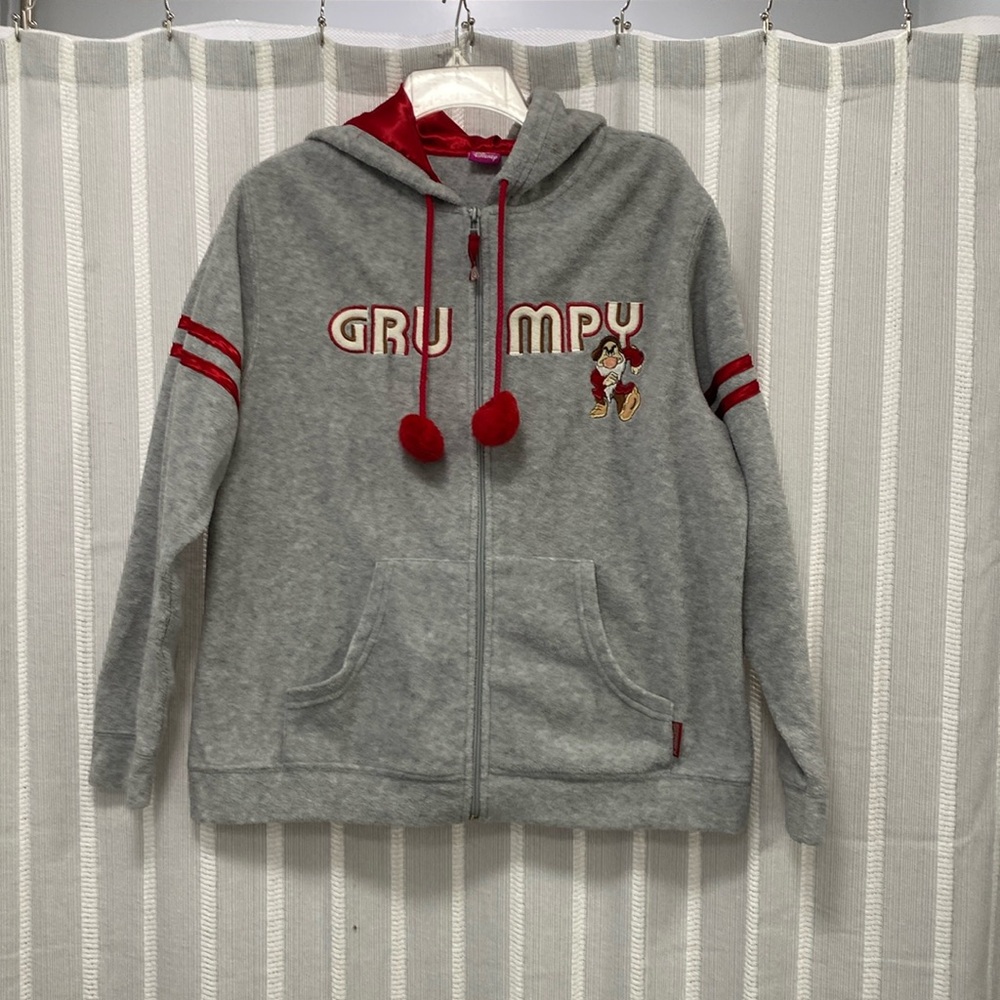 Wonderful‎ World of Disney Grumpy Full Zip Fleece Sweatshirt Hoodie Size M